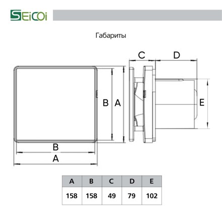 Накладной вентилятор Seicoi SNAD04-01D Matt black glass