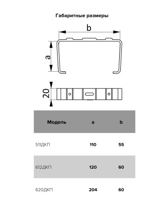 Держатель плоского канала ERA 620ДКП 60x204