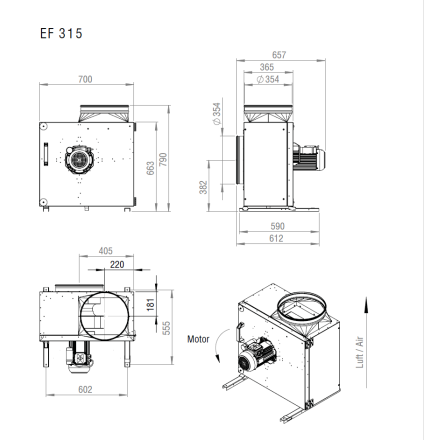 Вытяжные кухонные вентиляторы SHUFT EF 315 E