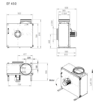 Вытяжные кухонные вентиляторы SHUFT EF 450 E