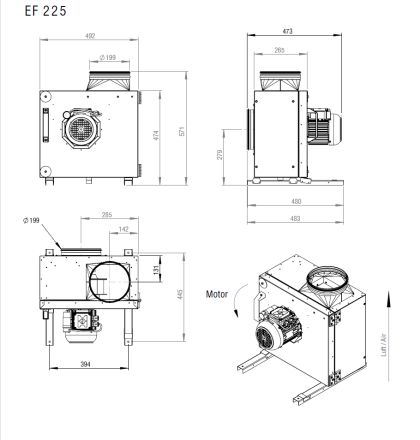 Вытяжные кухонные вентиляторы SHUFT EF 225 D