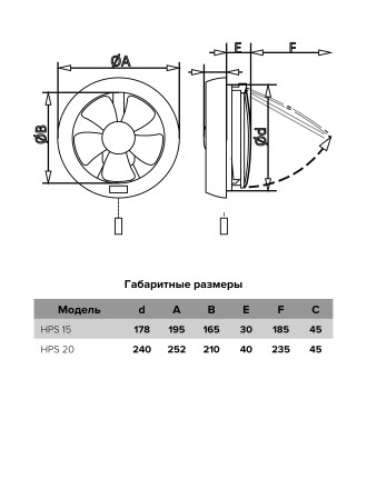 Вентилятор осевой оконный ERA HPS 20 D240 White
