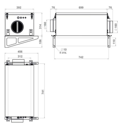 Приточная установка с электрическим нагревом Minibox Е-650 в комплекте фильтры G4+HEPA-11, Wi-Fi modul Zentec