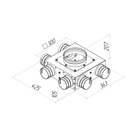 Коллектор металлический проходной Provent KVF 125/125/75x6 на 6 выходов
