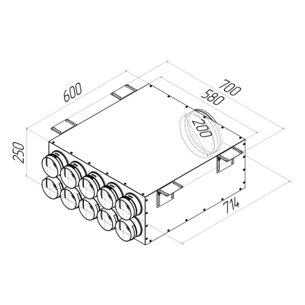Коллектор металлический Provent KV 200/90x10 на 10 выходов