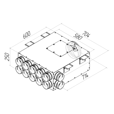 Коллектор металлический Provent KV 200/90x12 на 12 выходов