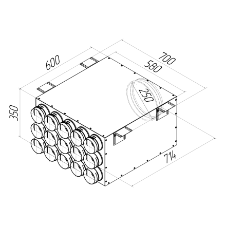 Коллектор металлический Provent KV 250/90x15 на 15 выходов