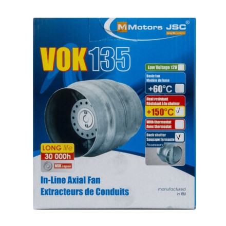 Высокотемпературный канальный вентилятор для сауны Mmotors VOK 135/120