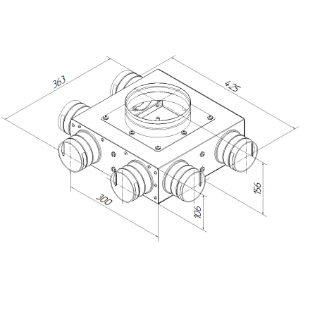 Коллектор металлический концевой Provent KVF 125/90x6 на 6 выходов