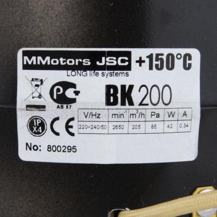 Высокотемпературный канальный вентилятор для сауны Mmotors BK 200