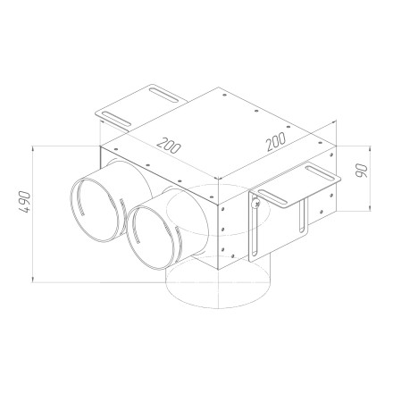 Адаптер (пленум) потолочный круглый Provent VPSL 125/75x2 на 2 выхода (L=400 мм)
