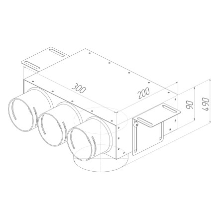 Адаптер (пленум) потолочный круглый Provent VPSL 125/75x3 на 3 выхода (L=400 мм)