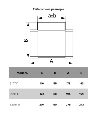 Тройник для плоских и круглых каналов ERA 620ТПП 60x204