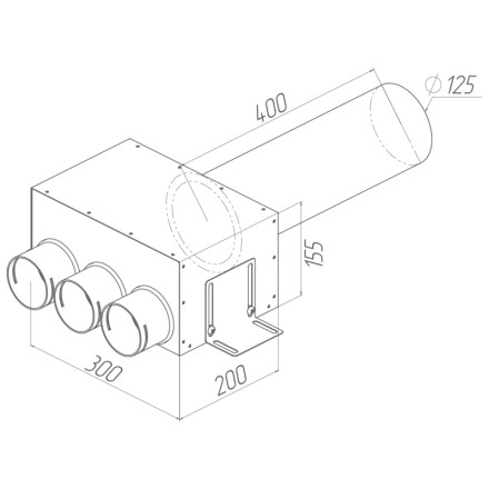 Адаптер (пленум) прямой круглый Provent VPDL 125/75x3 на 3 выхода (L=400)