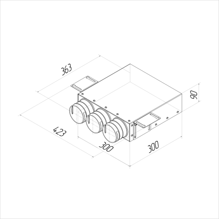 Пленум прямой прямоугольный Provent VPK 300x90/75x3 на 3 выхода