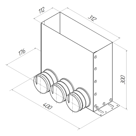 Адаптер (пленум) напольный Provent VPF 300x100/75x3 на 3 выхода