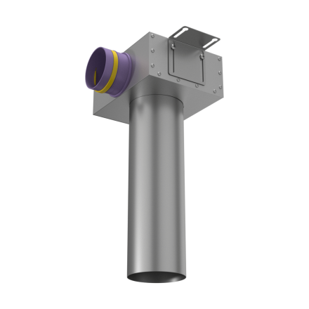 Адаптер (пленум) потолочный круглый Provent VPSL 125/90x1 на 1 выхода (L=400 мм)