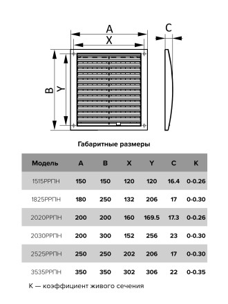 Решетка вентиляционная пластиковая регулируемая Era 3535РРПН 350х350 Ivory