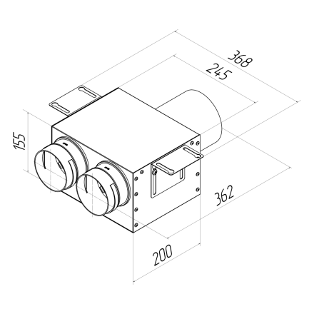 Адаптер (пленум) прямой круглый Provent VPD 125/90x2 на 2 выхода