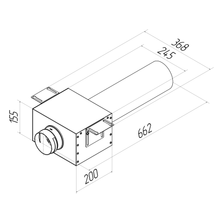 Адаптер (пленум) прямой круглый Provent VPDL 125/90x1 на 1 выход (L=400)