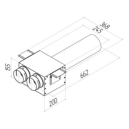 Адаптер (пленум) прямой круглый Provent VPDL 125/90x2 на 2 выхода (L=400)